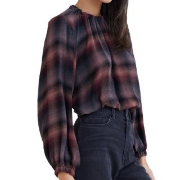 cloth & stone Tops - Cloth & Stone Black and Red Plaid Blouse